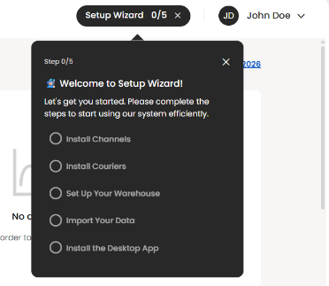 Setup Wizard checklist