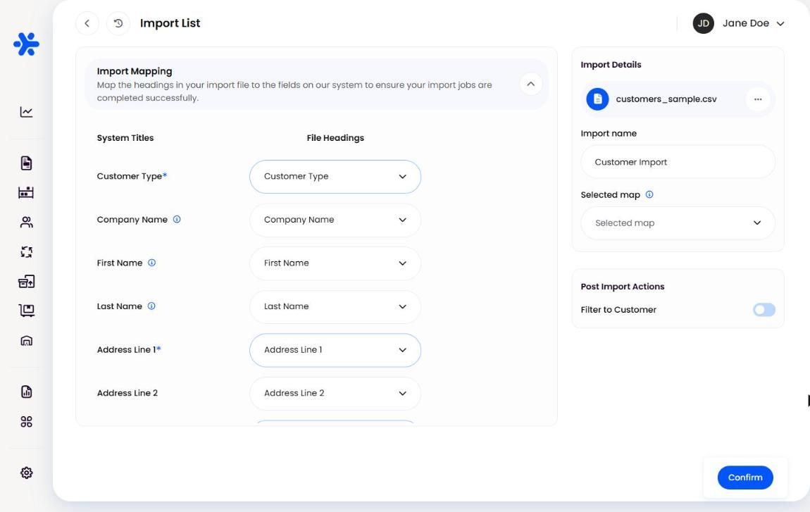 Import Mapping page in Helm